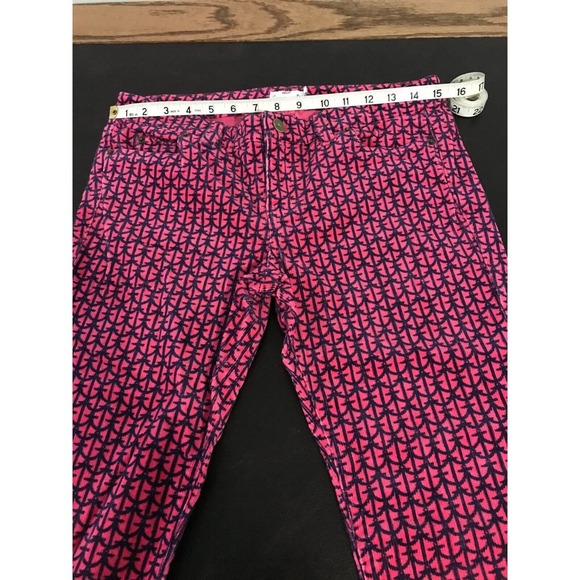 VINEYARD VINES Hot Pink/Navy Anchor Corduroy Slim Straight Ankle Pants - Size 4 - Picture 9 of 13